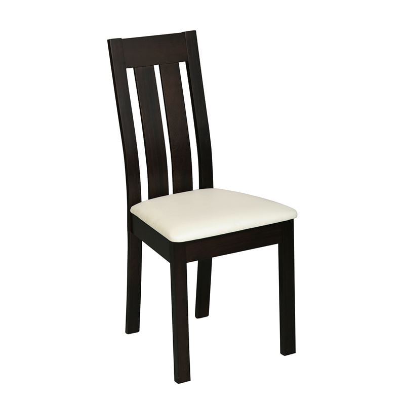 REGO Καρέκλα Οξιά Σκούρο Καρυδί, PVC Εκρού