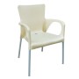 LARA Πολυθρόνα Pro Dining Στοιβαζόμενη, ALU Silver, PP - UV Protection Απόχρωση Εκρού