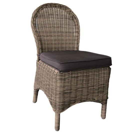 MONTANA Καρέκλα Τραπεζαρίας Κήπου ALU, Φ5mm Round Wicker Grey Brown, Μαξιλάρι Ανθρακί MONTANA Καρέκλα Τραπεζαρίας Κήπου ALU, Φ5mm Round Wicker Grey Brown, Μαξιλάρι Ανθρακί