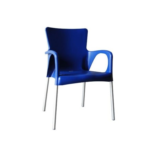 LARA Πολυθρόνα Pro Dining Στοιβαζόμενη, ALU Silver, PP - UV Protection Απόχρωση Μπλε LARA Πολυθρόνα Pro Dining Στοιβαζόμενη, ALU Silver, PP - UV Protection Απόχρωση Μπλε