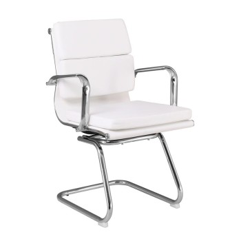 BF4800V Πολυθρόνα Γραφείου Επισκέπτη, Μέταλλο Χρώμιο, PU  Άσπρο