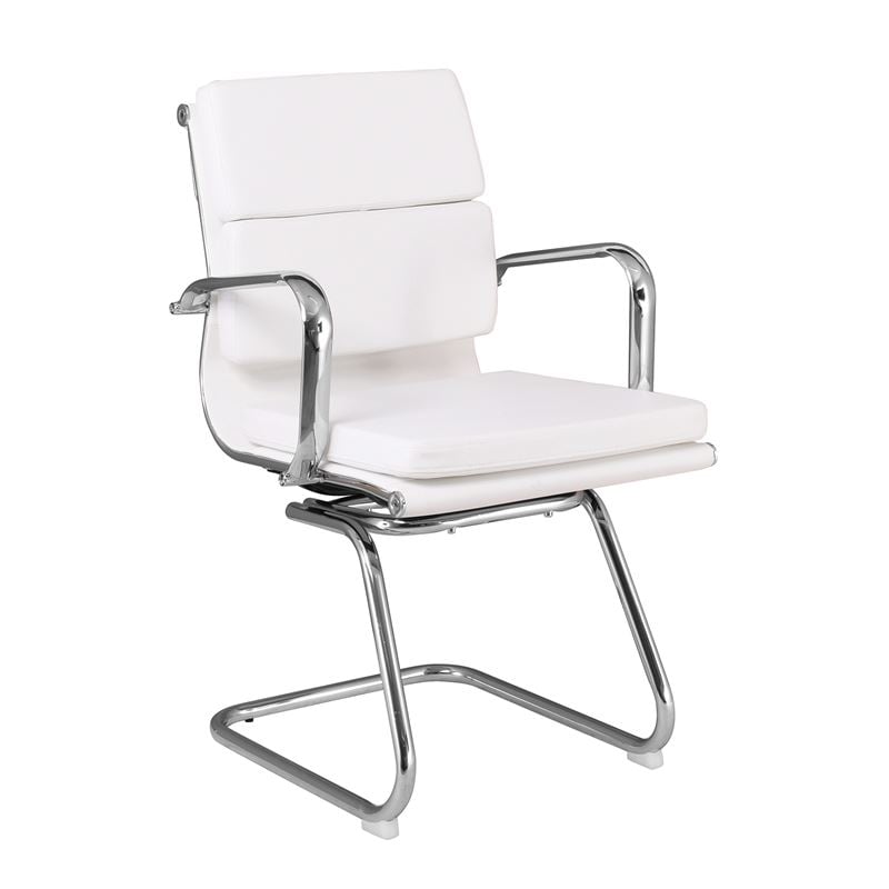 BF4800V Πολυθρόνα Γραφείου Επισκέπτη, Μέταλλο Χρώμιο, PU  Άσπρο