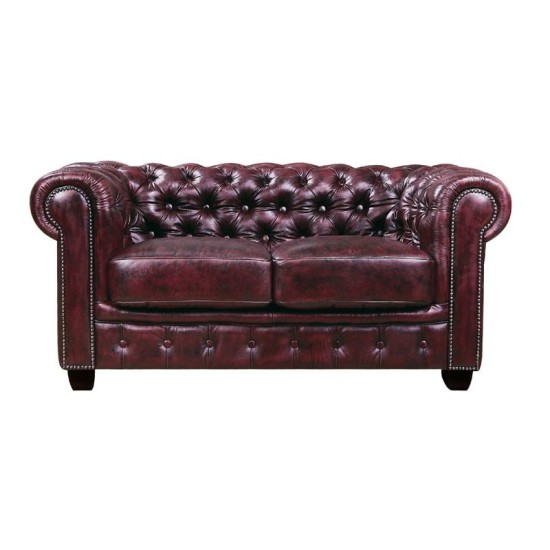 CHESTERFIELD Birmingham Καναπές 2Θέσιος Σαλονιού Καθιστικού, Δέρμα Antique Red CHESTERFIELD 689 Καναπές 2Θέσιος Σαλονιού - Καθιστικού, Δέρμα, Απόχρωση Antique Red