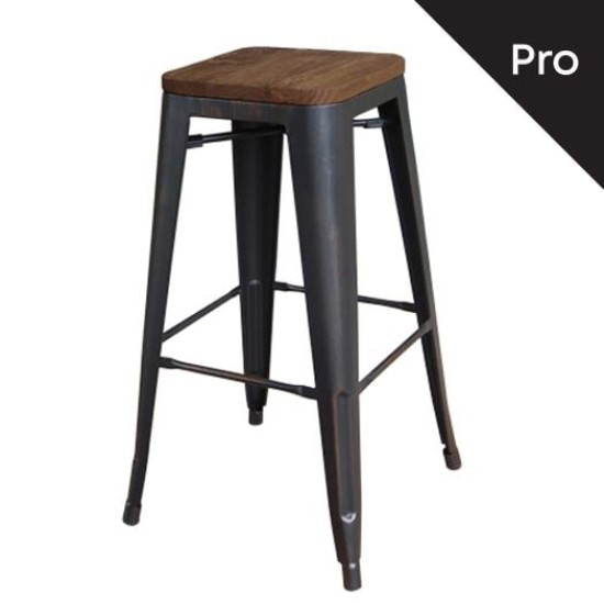 RELIX Wood Σκαμπό Bar-Pro, Στοιβαζόμενο, Μέταλλο Βαφή Antique Black,Κάθισμα Dark Oak RELIX Wood Σκαμπό Bar-Pro, Στοιβαζόμενο, Μέταλλο Βαφή Antique Black,Κάθισμα Dark Oak