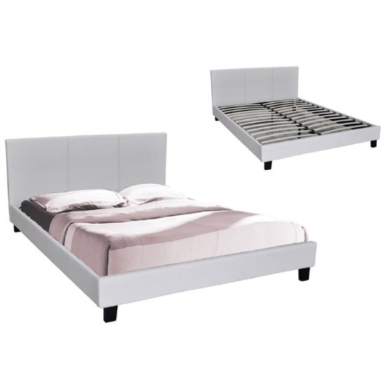 WILTON Κρεβάτι Διπλό, για Στρώμα 160x200cm, PU Άσπρο WILTON Κρεβάτι Διπλό, για Στρώμα 160x200cm, PU Άσπρο
