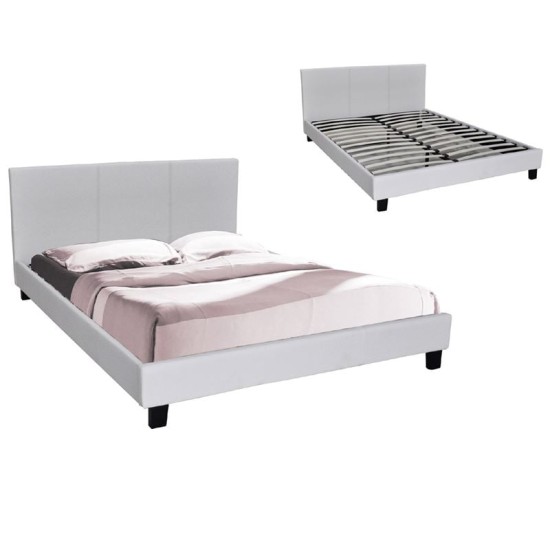 WILTON Κρεβάτι Διπλό, για Στρώμα 150x200cm, PU Άσπρο WILTON Κρεβάτι Διπλό, για Στρώμα 150x200cm, PU Άσπρο