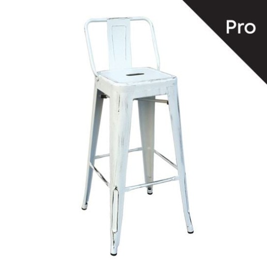 RELIX Σκαμπό Bar-Pro με Πλάτη, Μέταλλο Βαφή Antique White RELIX Σκαμπό Bar-Pro με Πλάτη, Μέταλλο Βαφή Antique White