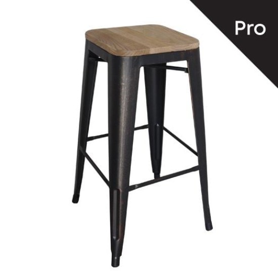 RELIX Wood Σκαμπό Bar-Pro, Μέταλλο Βαφή Antique Black, Απόχρωση Ξύλου Natural Oak RELIX Wood Σκαμπό Bar-Pro, Μέταλλο Βαφή Antique Black, Απόχρωση Ξύλου Natural Oak