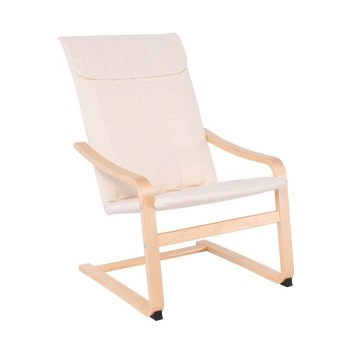 HAMILTON Πολυθρόνα Σαλονιού - Καθιστικού, Σημύδα - Ύφασμα Άσπρο