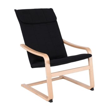 HAMILTON Πολυθρόνα Σαλονιού Καθιστικού, Σημύδα - Ύφασμα Μαύρο