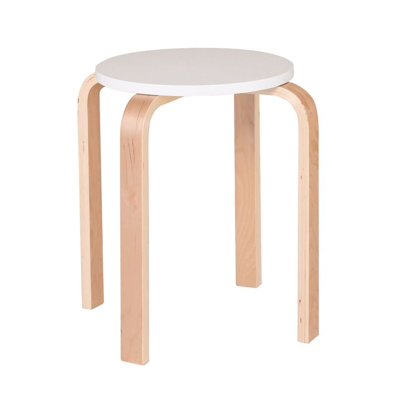 HAMILTON Σκαμπό Βοηθητικό, Στοιβαζόμενο, Απόχρωση Σημύδα - Άσπρο