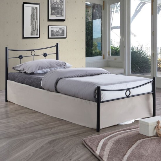 DUGAN Κρεβάτι Μονό, για Στρώμα 90x200cm, Μέταλλο Βαφή Μαύρο DUGAN Κρεβάτι Μονό, για Στρώμα 90x200cm, Μέταλλο Βαφή Μαύρο