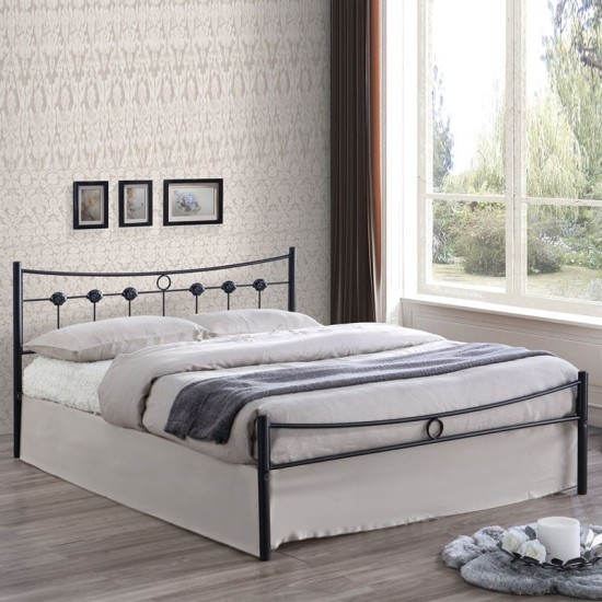 DUGAN Κρεβάτι Διπλό, για Στρώμα 150x200cm, Μέταλλο Βαφή Μαύρο DUGAN Κρεβάτι Διπλό, για Στρώμα 150x200cm, Μέταλλο Βαφή Μαύρο