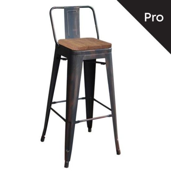 RELIX Wood Σκαμπό Bar-Pro με Πλάτη, Μέταλλο Βαφή Antique Black, Απόχρωση Ξύλου Dark Oak RELIX Wood Σκαμπό Bar-Pro με Πλάτη, Μέταλλο Βαφή Antique Black, Απόχρωση Ξύλου Dark Oak