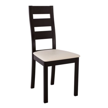 MILLER Καρέκλα Οξιά Σκούρο Καρυδί, PVC Εκρού