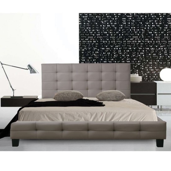 FIDEL Κρεβάτι Διπλό για Στρώμα 160x200cm, PU Απόχρωση Cappuccino FIDEL Κρεβάτι Διπλό για Στρώμα 160x200cm, PU Απόχρωση Cappuccino