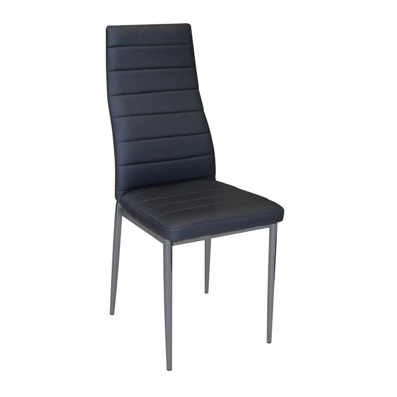 JETTA Καρέκλα Τραπεζαρίας Κουζίνας, Μέταλλο Βαφή Γκρι Pvc Μαύρο