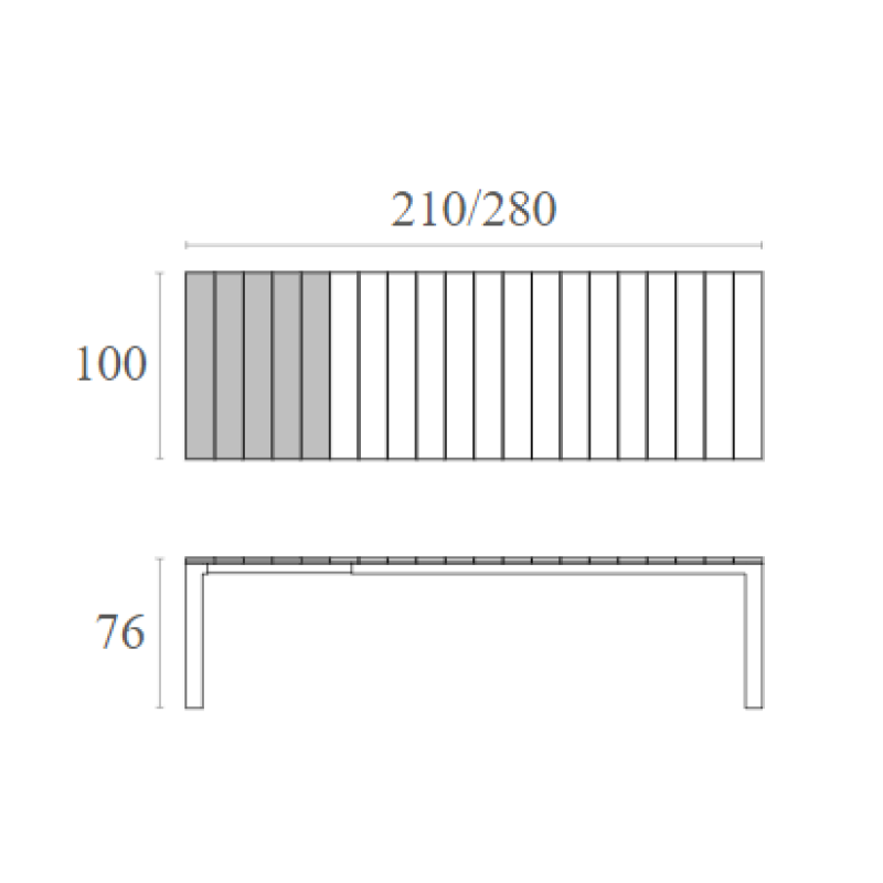 ATLANTIC BLACK 100X210/280Χ76εκ. ΕΠΕΚΤ.ΤΡΑΠΕΖΙ ΠΟΛ/ΝΙΟΥ