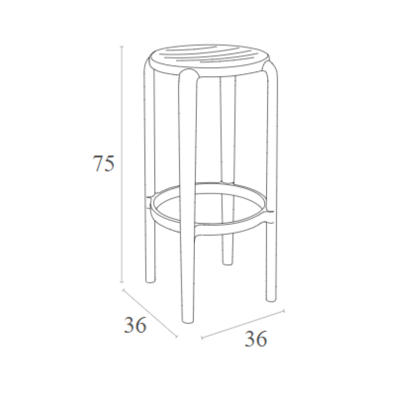 TOM 75εκ. ΣΚΑΜΠΟ MARSALA ΠΟΛ/ΝΙΟΥ 36X36X75εκ.