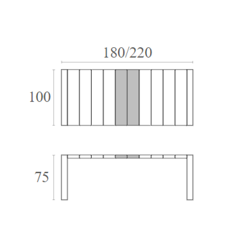 VEGAS WHITE 100X180/220Χ75εκ. ΕΠΕΚΤ.ΤΡΑΠΕΖΙ ΠΟΛ/ΝΙΟΥ