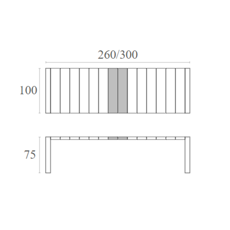 VEGAS BLACK 100X260/300Χ75εκ. ΕΠΕΚΤ.ΤΡΑΠΕΖΙ ΠΟΛ/ΝΙΟΥ