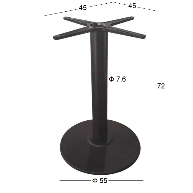 FLAT ΣΤΡΟΓΓΥΛΗ Φ55Χ72εκ.(Σ)ΒΑΣΗ ΜΑΝΤΕΜΙ ΜΕ ΡΕΓ/ΡΟΥΣ ΜΑΥΡΗ