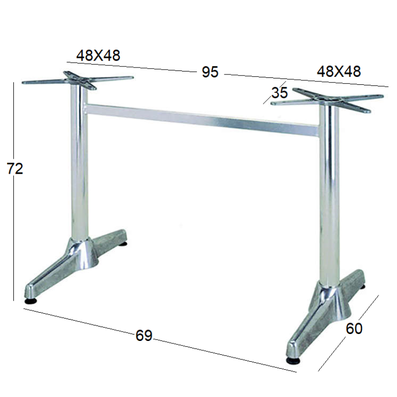 RUDO ΜΑΚΡ/ΝΗ 69Χ60X72εκ. (Σ/Ρ)ΒΑΣΗ ΑΛΟΥΜΙΝΙΟΥ ΜΕ ΡΕΓ/ΡΟΥΣ