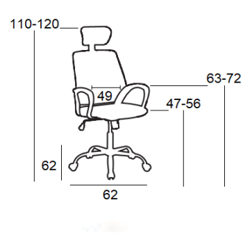 A4350 ΜΑΥΡΗ ΠΟΛΥΘΡΟΝΑ ΓΡΑΦΕΙΟΥ 62X62X47-110/56-120εκ.