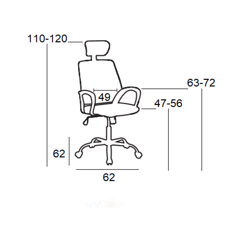 A4350 ΜΑΥΡΗ ΠΟΛΥΘΡΟΝΑ ΓΡΑΦΕΙΟΥ 62X62X47-110/56-120εκ.