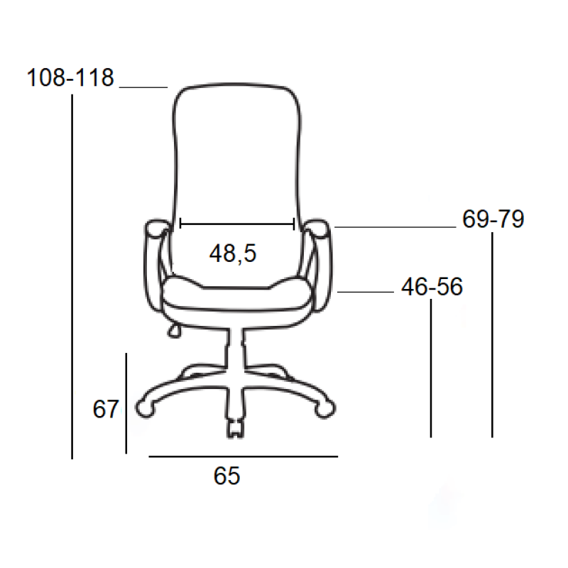 A9150 ΜΑΥΡΗ ΠΟΛΥΘΡΟΝΑ ΓΡΑΦΕΙΟΥ 65X67X46-108/56-118εκ.