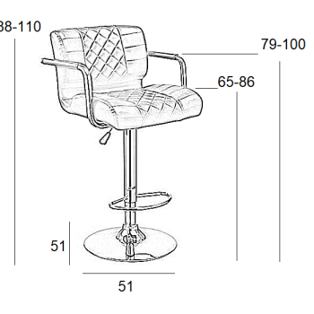 Σκαμπό Μπάρ 2τμχ Bar83 Cream Pu 51x51x110εκ.