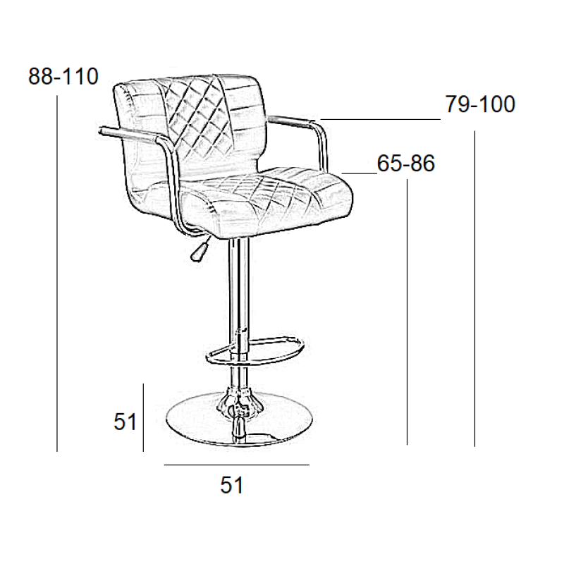 Σκαμπό Μπάρ 2τμχ Bar83 Cream Pu 51x51x110εκ.
