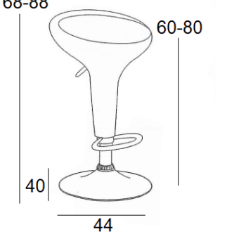 Σκαμπό Μπάρ 2τμχ Bar1 Λευκό Abs 44x40x88εκ.