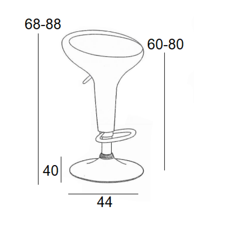 Σκαμπό Μπάρ 2τμχ Bar1 Λευκό Abs 44x40x88εκ.