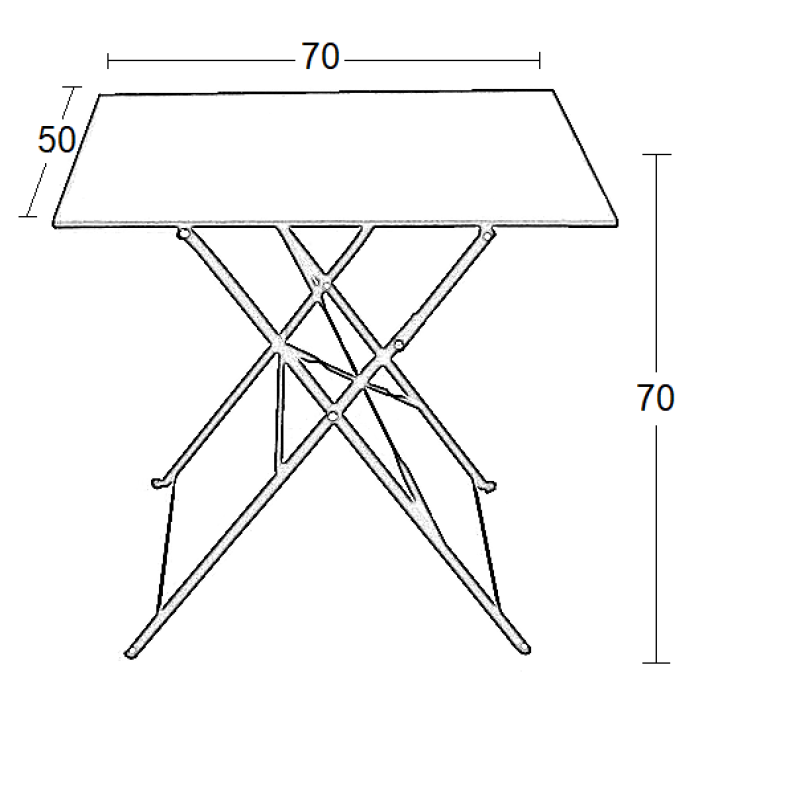 ALMA 50Χ70Χ75εκ. ΜΑΥΡΟ ΤΡΑΠΕΖΙ ΜΕΤΑΛΛΙΚΟ ΠΤΥΣ/ΝΟ