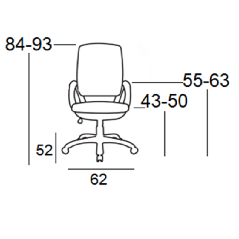 A1850 S ΧΡΩΜΙΟ/ΜΠΛΕ MESH ΠΟΛΥΘΡΟΝΑ ΓΡΑΦΕΙΟΥ 62Χ52Χ43-84/50-93εκ.