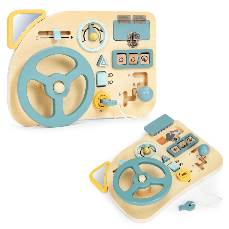 Ξύλινος Εκπαιδευτικός Πίνακας, με Τιμόνι Αυτοκινήτου - ECOTOYS