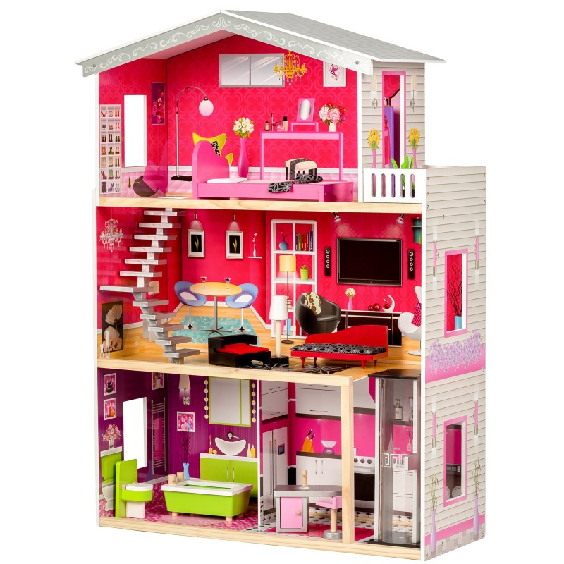 Large wooden dollhouse with an elevator - Malibu Residence ECOTOYS