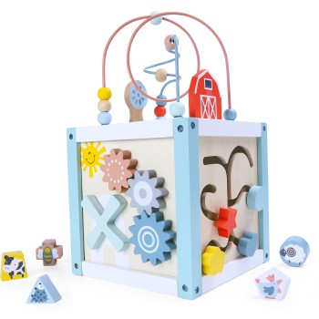 Wooden educational cube sorter + blocks ECOTOYS