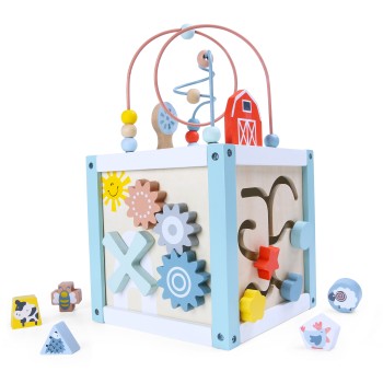 Wooden educational cube sorter + blocks ECOTOYS