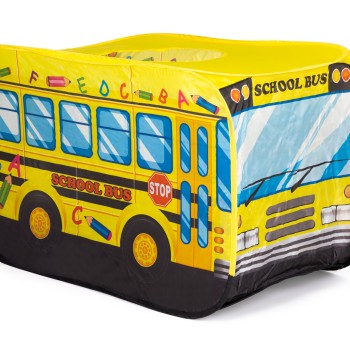 Baby tent, school bus, cottage