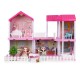 Dollhouse foldable furniture 2 dolls + LED lamps