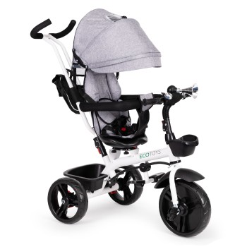 Rotating tricycle with a hood 360° Gray