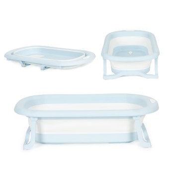 Children's bathtub, foldable tourist bathtub with drain, gray