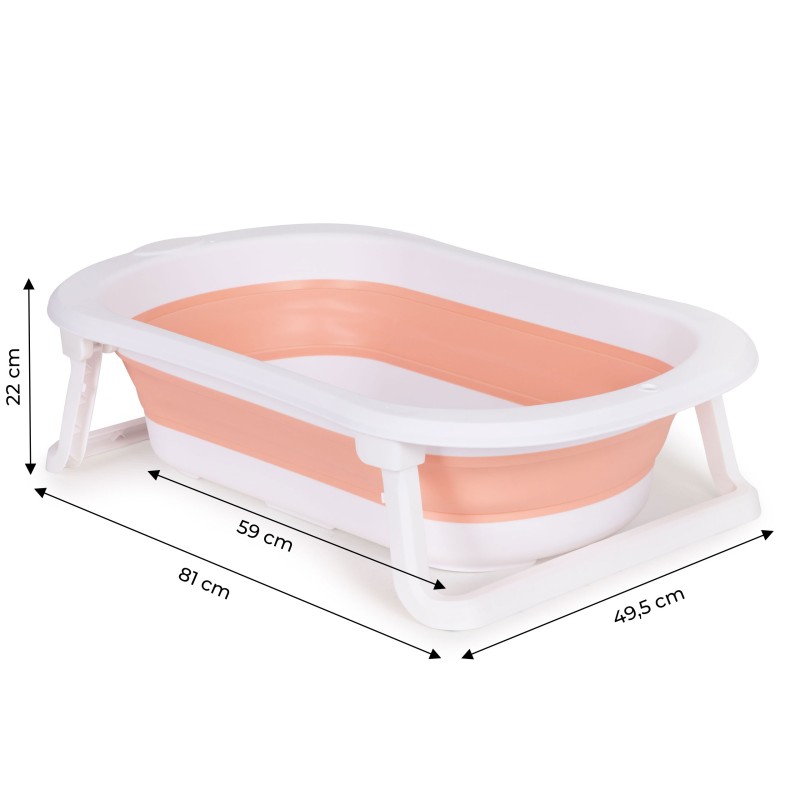 Baby bathtub Folding tourist bathtub with drain Ecotoys pink