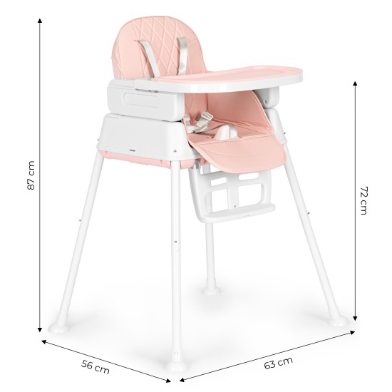 3-in-1 foldable childrens feeding chair ECOTOYS pink