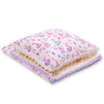 Set: Double-sided blanket minky + pillow- ballerinas lilac