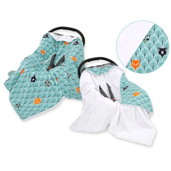 Double-sided car seat blanket for babies - mint forest