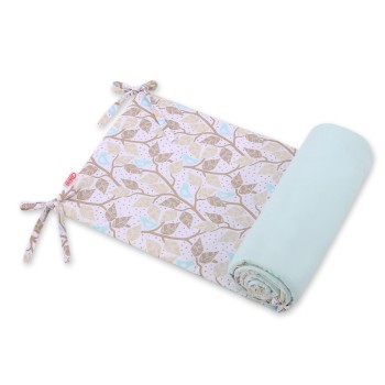 Universal bumper for cot  - beige leaves