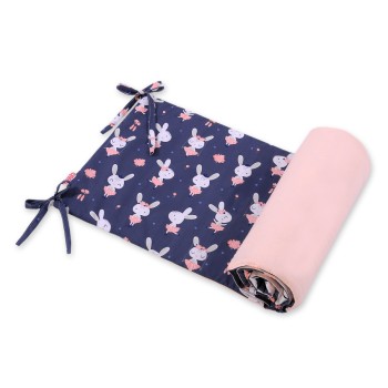 Universal bumper for cot - rabbits navy blue